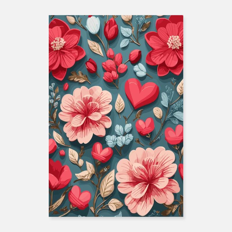 Roses with hearts Poster 16" x 24" (40x60 cm)