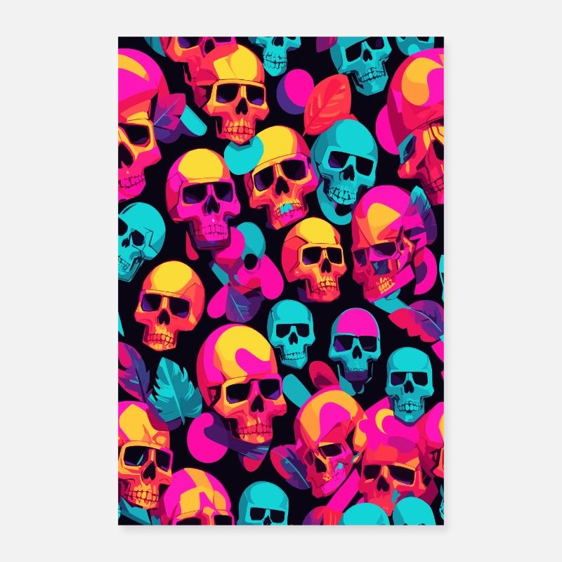 Neon Totenköpfe Poster 40x60 cm