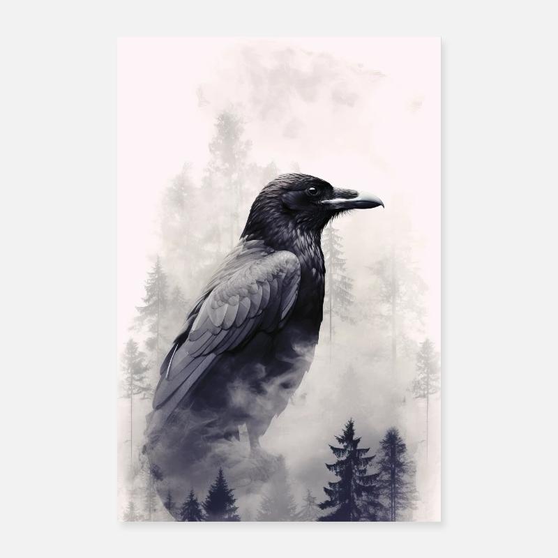 Corbeau, Corbeau, Corbeau, Corbeaux, Oiseau, Animal, Forêt Poster 40 x 60 cm