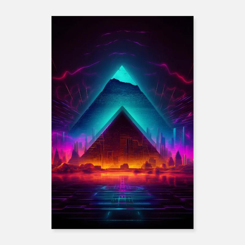 Pyramides de Gizeh en Égypte - Poster 40 x 60 cm - blanc