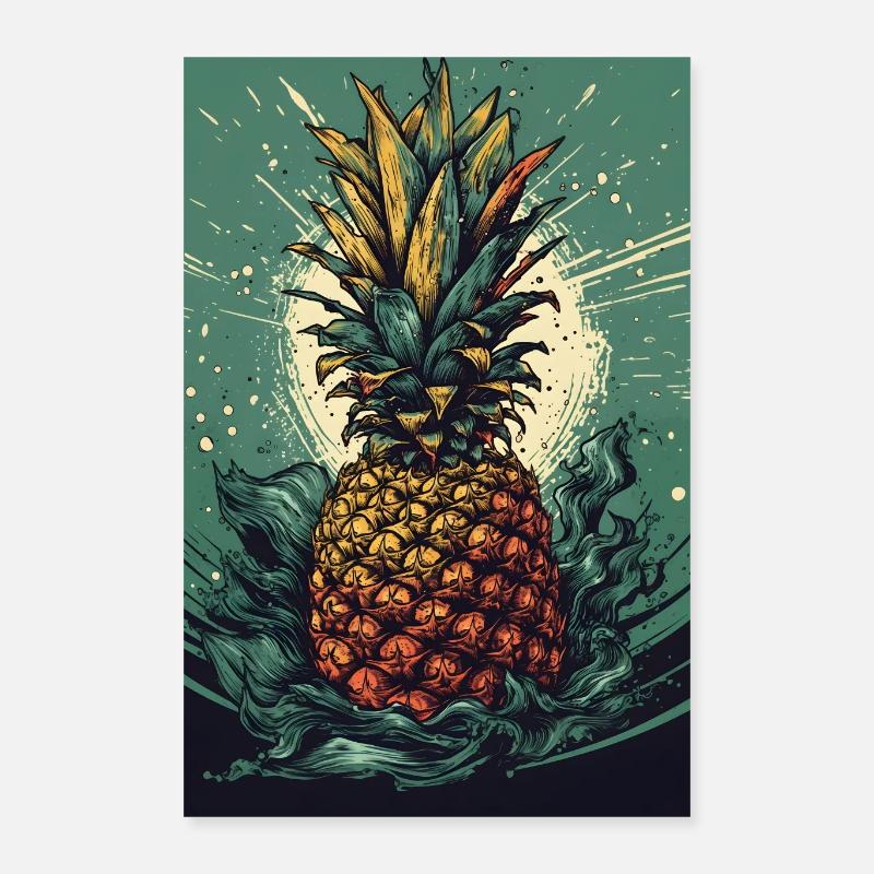 Ananas - Poster 40x60 cm - Weiß