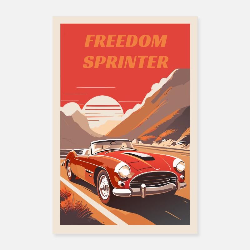 Freiheit Sprinter - Poster 40x60 cm - Weiß