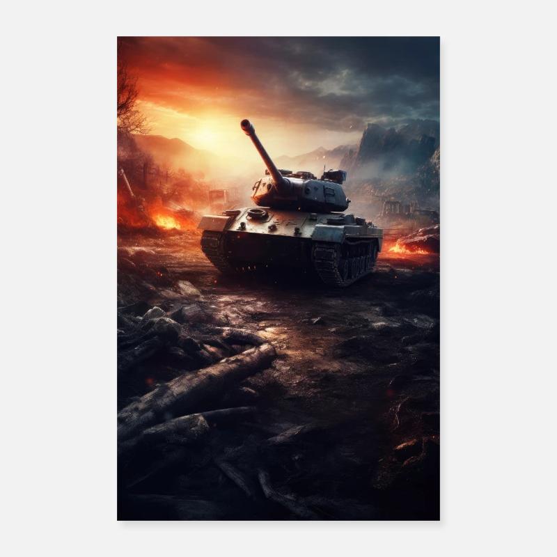 Panzer Militär Armee Panzerfahrer Kampfpanzer Fire - Poster 40x60 cm - Weiß
