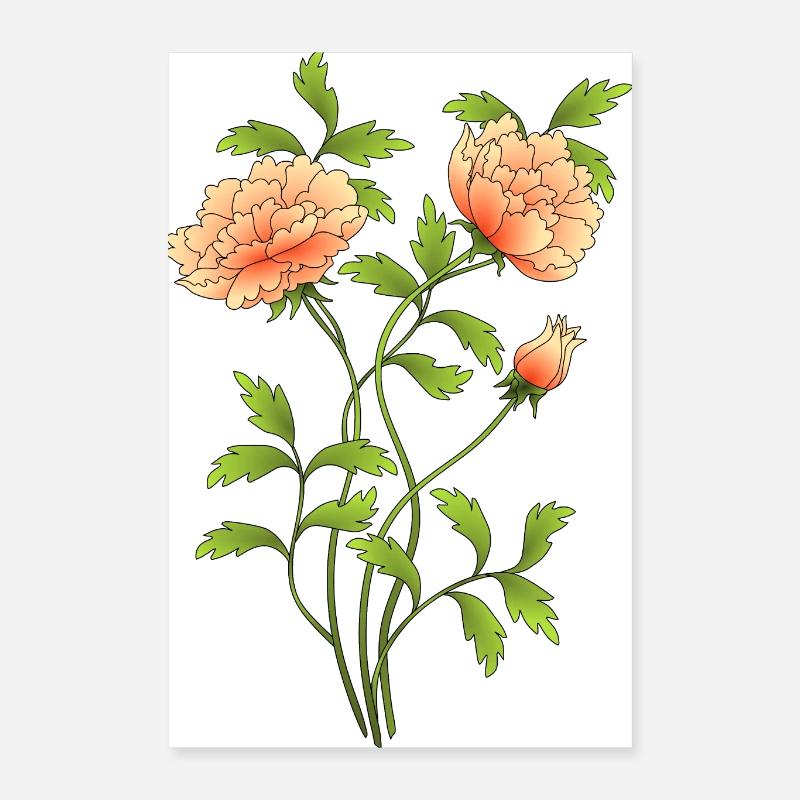 Blomster - Poster 40x60 cm - hvid