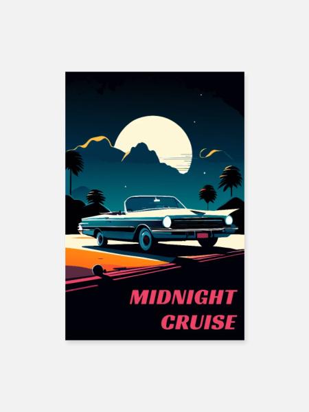 Mitternachts-Kreuzfahrt - Poster 40x60 cm - Weiß
