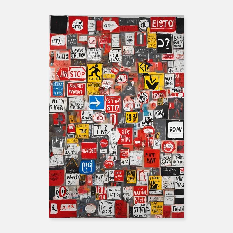 Poster "Urban Patchwork Stop" - Poster 16" x 24" (40x60 cm) - white