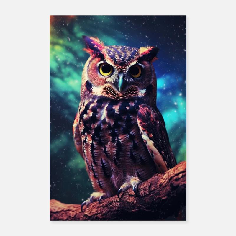 Eule Vogel Tier Eulen Galaxy Poster 40x60 cm