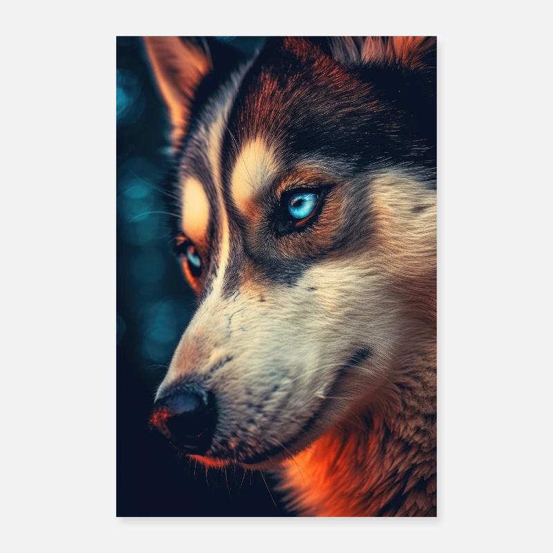 Visage Gros Plan De Chien Husky Sibérien Poster 40 x 60 cm