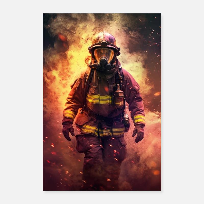 Fire Department Fireman Flame Poster 16" x 24" (40x60 cm)