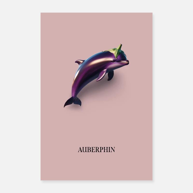 Auberphin - Morph from eggplant and dolphin Poster 16" x 24" (40x60 cm)
