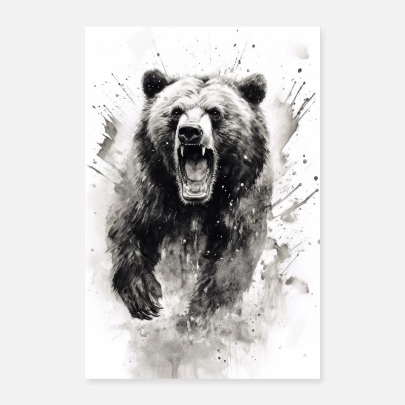 Ours Grizzly Ours brun Ours éclaboussures Poster 40 x 60 cm