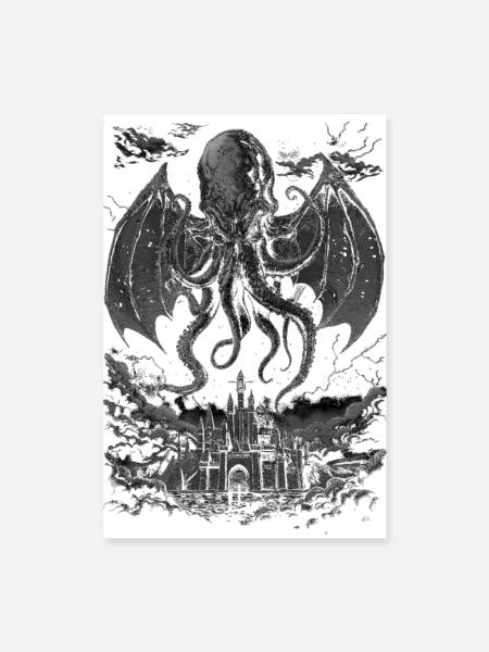Cthulhu-Albtraum - Poster 40x60 cm - Weiß