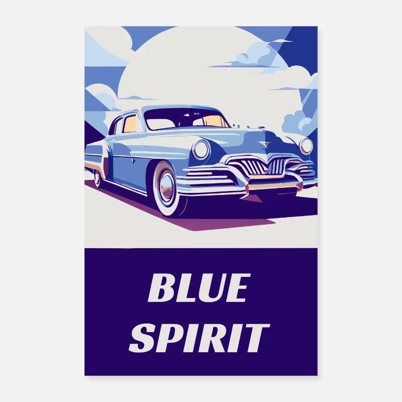 bleu - Poster 40 x 60 cm - blanc