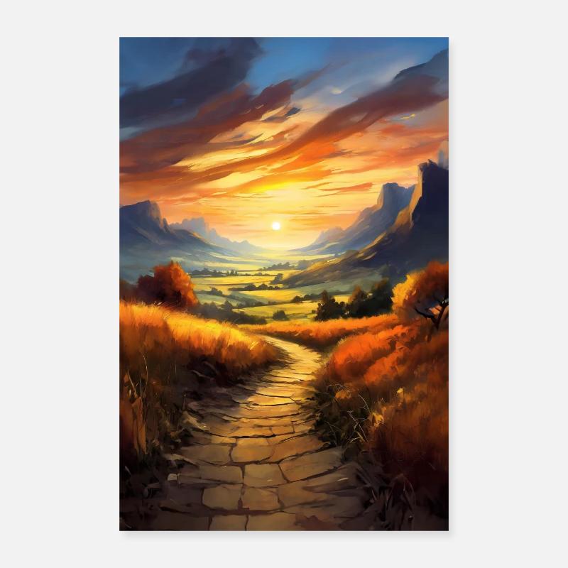 Path Landscape Illustration Poster 16" x 24" (40x60 cm)