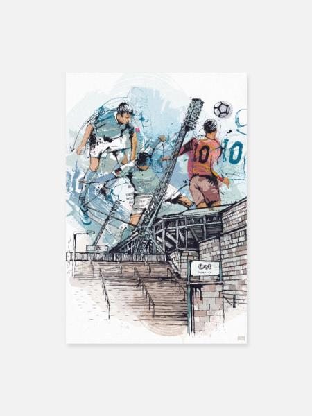 Rostock Fussball Illustration - Poster 40x60 cm - Weiß - Vorne