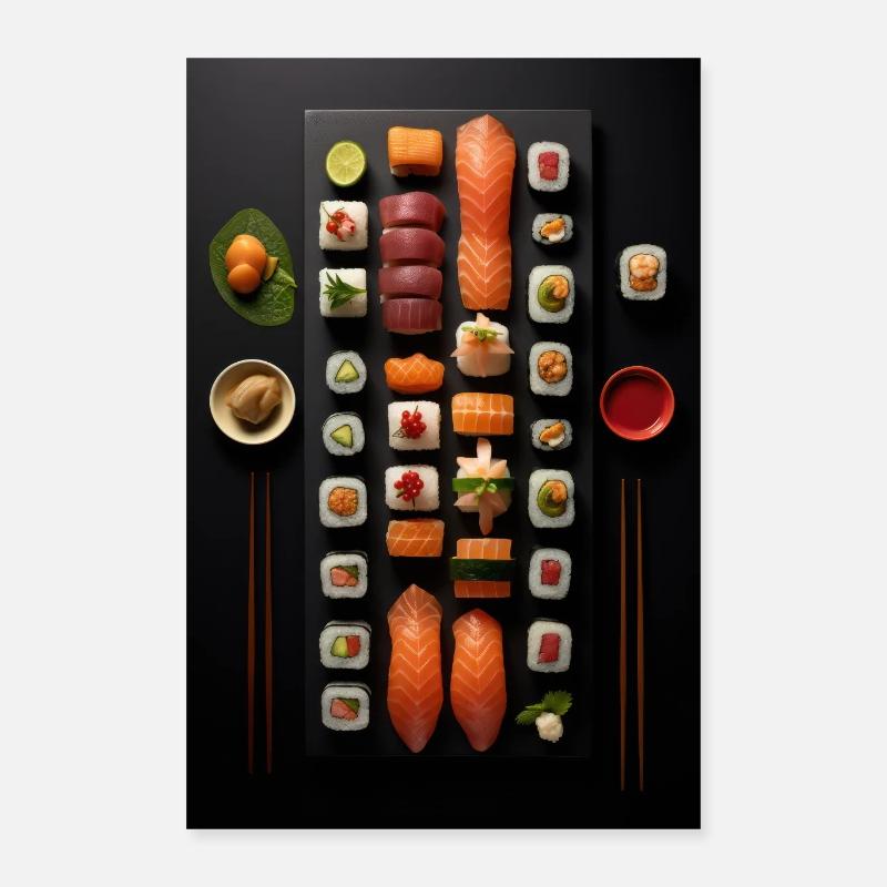 Spécialités de sushi - Poster 40 x 60 cm - blanc