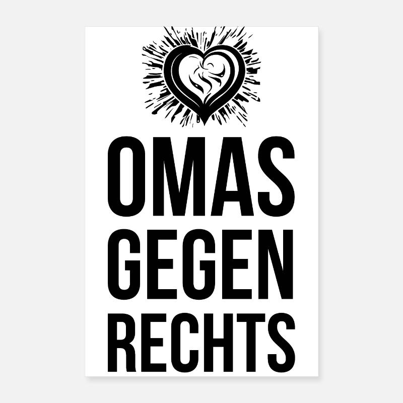 OMAS GEGEN RECHTS mit Herz und Strahlen Poster 40x60 cm