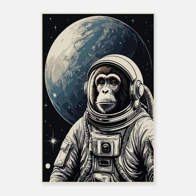 Singe astronaute Poster 40 x 60 cm