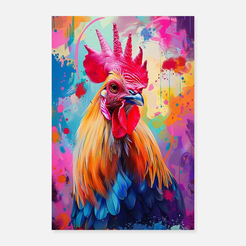 Poulet - Poster 40 x 60 cm - blanc