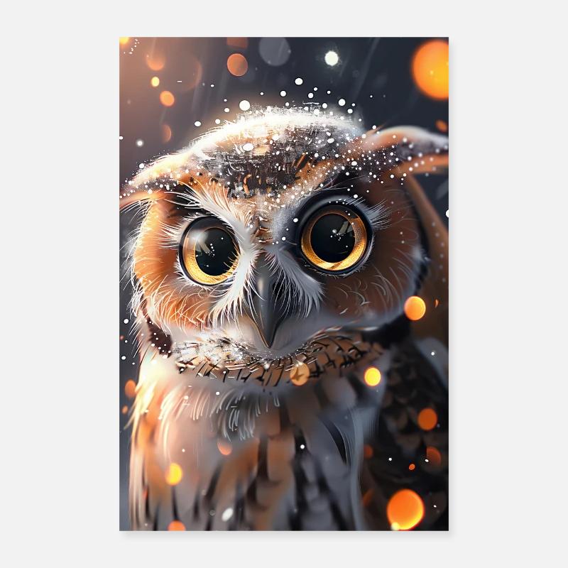 Hibou - Poster 40 x 60 cm - blanc