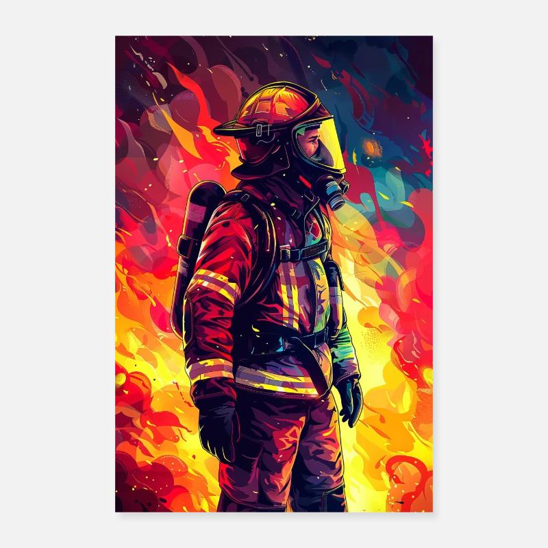 Feuerwehrmann - Poster 40x60 cm - Weiß