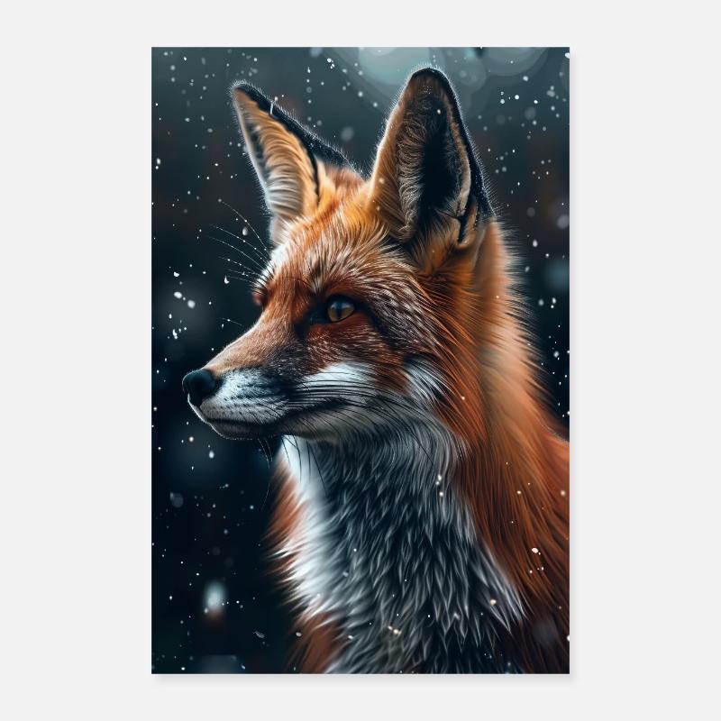 Renard - Poster 40 x 60 cm - blanc