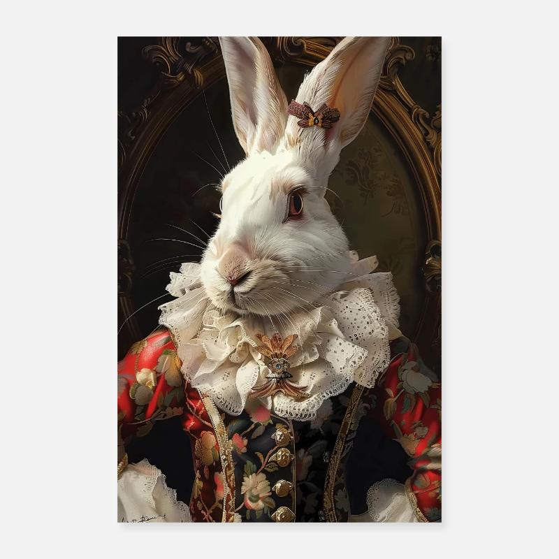Lapin - Poster 40 x 60 cm - blanc