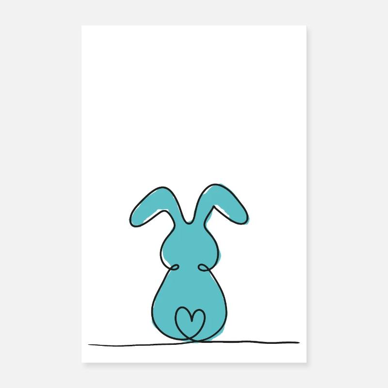 One-Line Bunny Colored Poster 16" x 24" (40x60 cm)