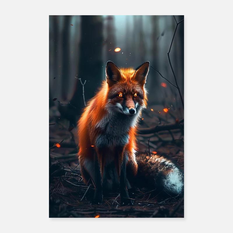 Fuchs - Poster 40x60 cm - Weiß
