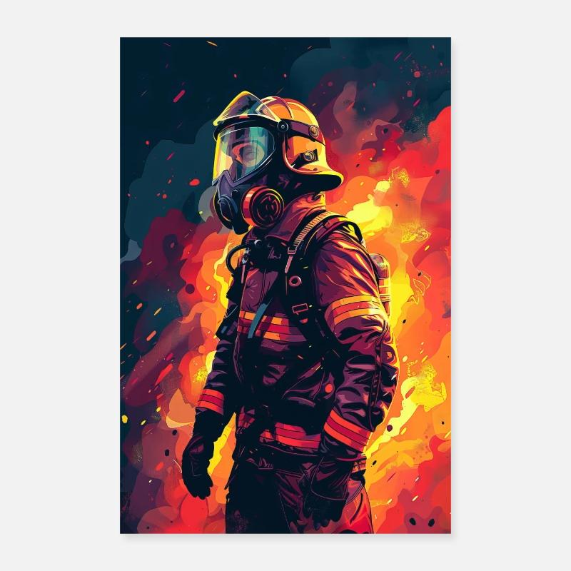 Pompier - Poster 40 x 60 cm - blanc