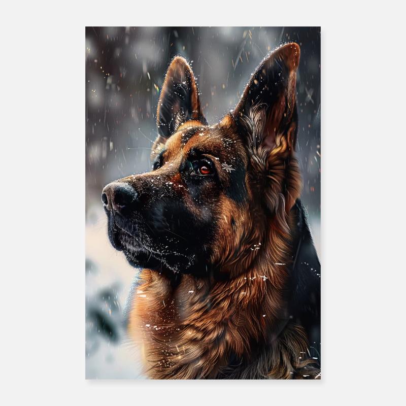 Deutscher Schäferhund - Poster 40x60 cm - Weiß