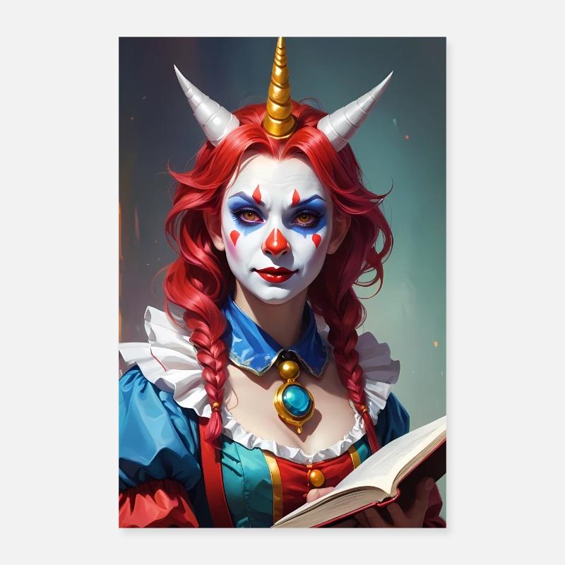 Femme clown aux trois cornes Poster 40 x 60 cm
