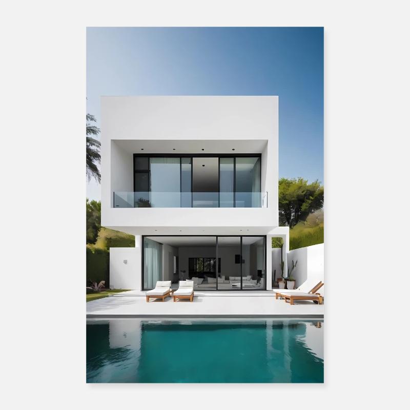 Weiße Villa Poster 40x60 cm