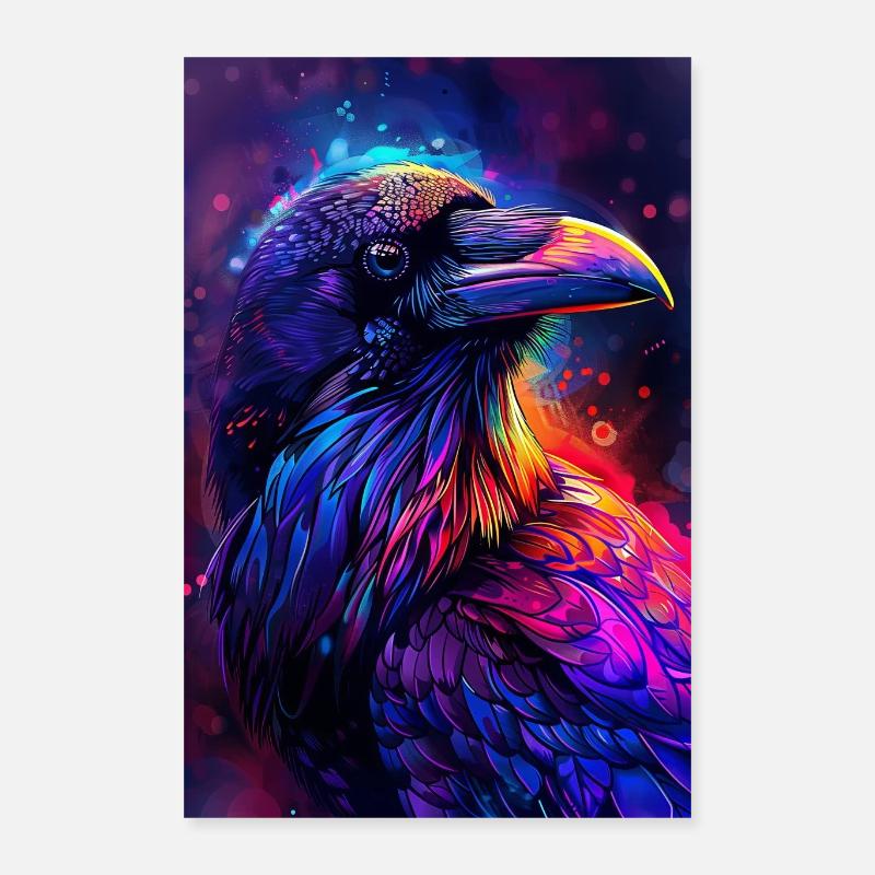 Rabe - Poster 40x60 cm - Weiß