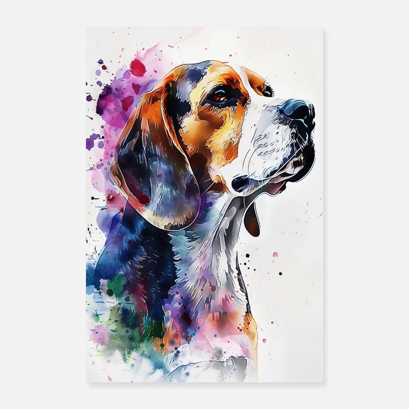 Beagle - Poster 40x60 cm - Weiß