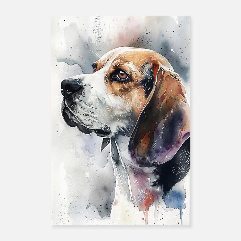 Beagle - Poster 40 x 60 cm - blanc