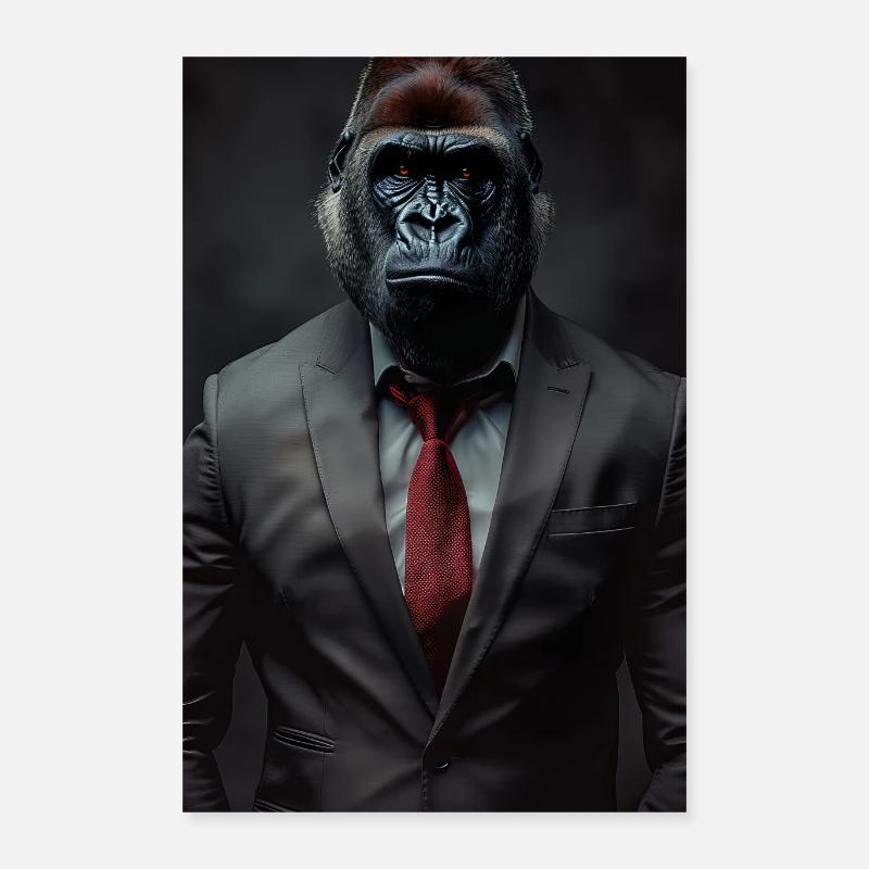 Affe - Poster 40x60 cm - Weiß