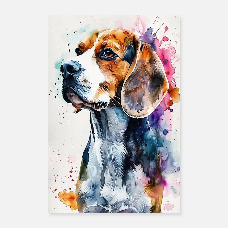 Beagle - Poster 40x60 cm - Weiß