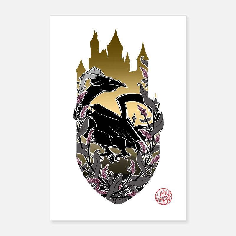 Dragon médiéval et château d'Eltz Poster 40 x 60 cm