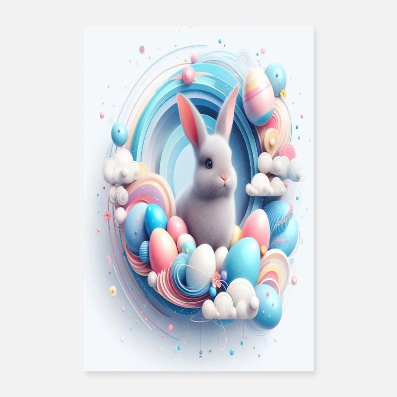Affiche de Pâques Oeufs de Pâques Lapin de Pâques Poster 40 x 60 cm