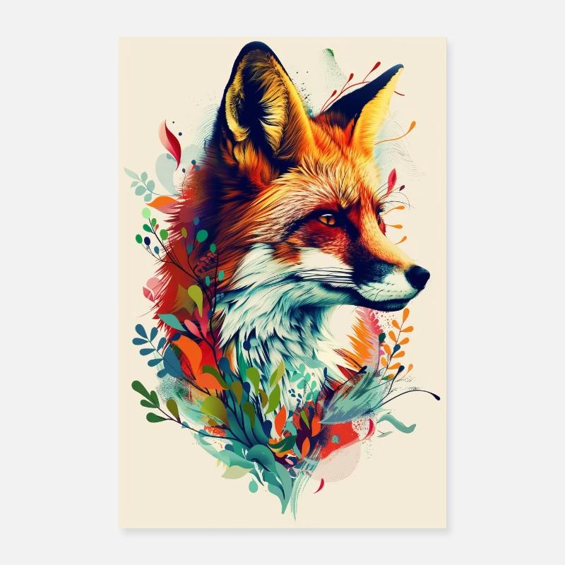 Fuchs - Poster 40x60 cm - Weiß