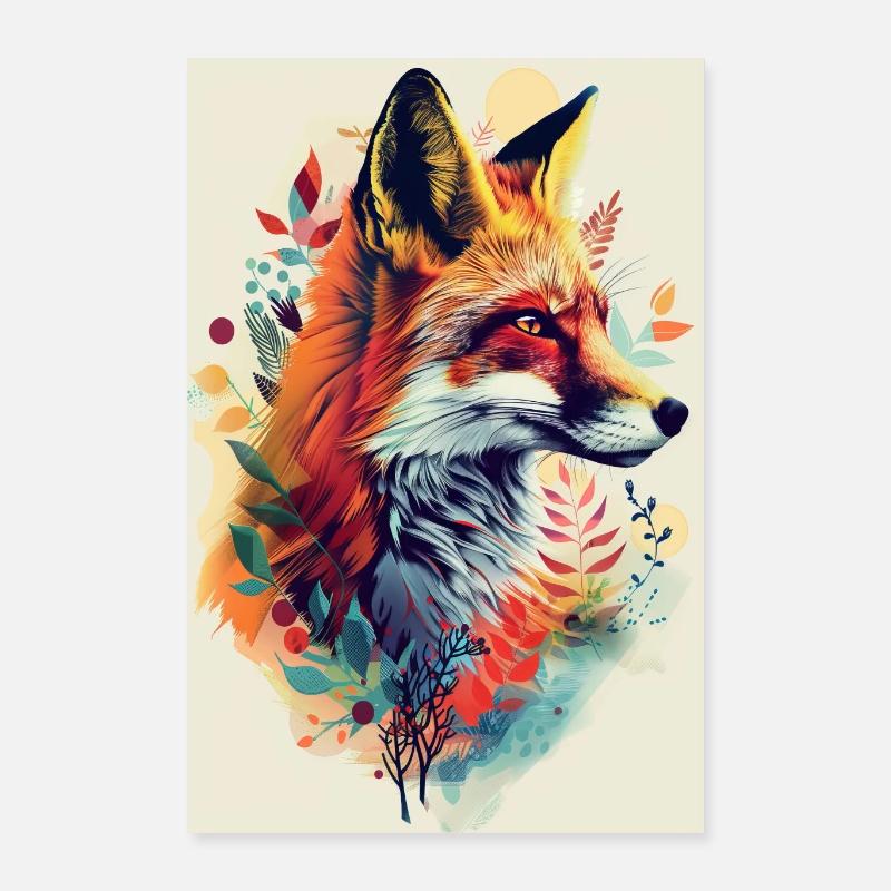 Fuchs - Poster 40x60 cm - Weiß