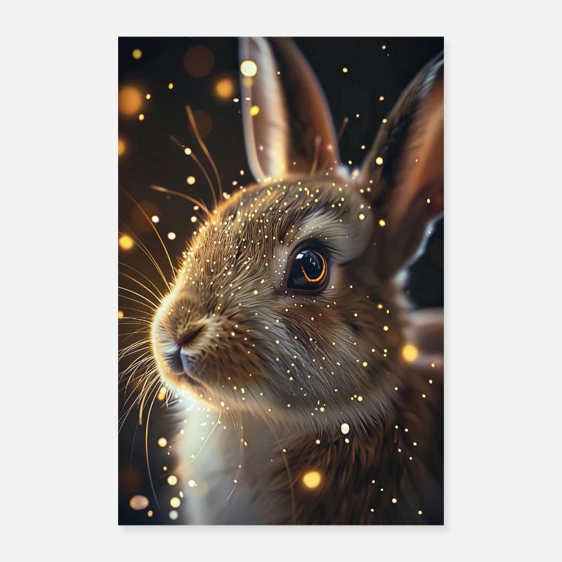 Lapin - Poster 40 x 60 cm - blanc