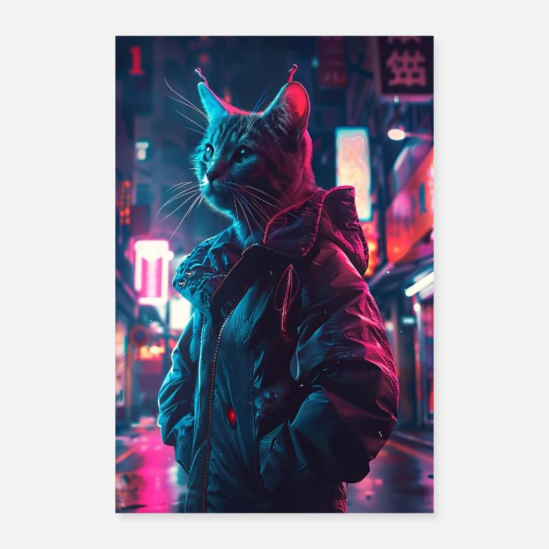 Chat - Poster 40 x 60 cm - blanc