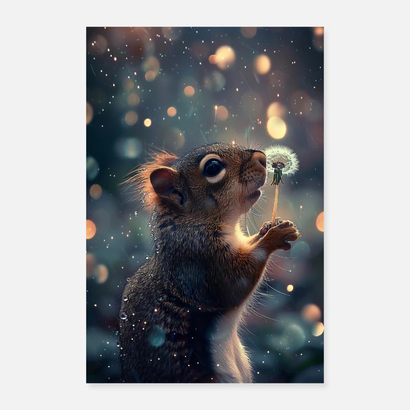 Eichhörnchen - Poster 40x60 cm - Weiß