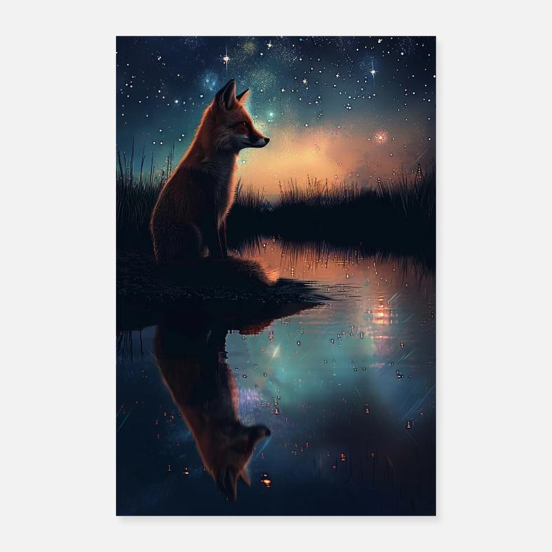 Renard - Poster 40 x 60 cm - blanc