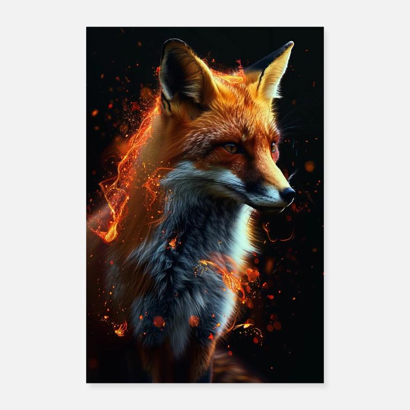 Fuchs - Poster 40x60 cm - Weiß