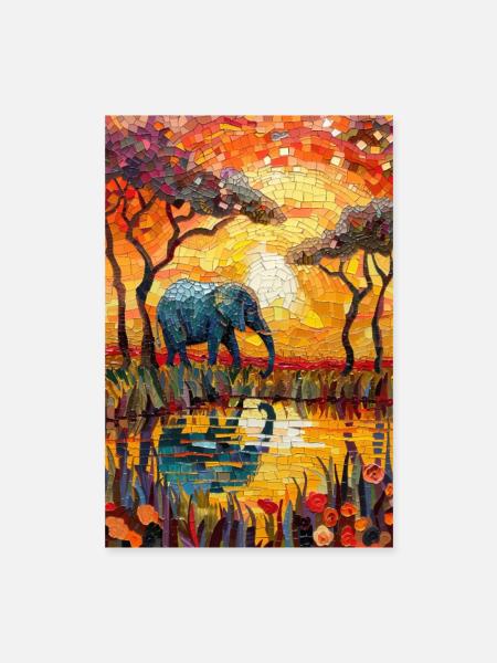 Elefant - Poster 40x60 cm - Weiß