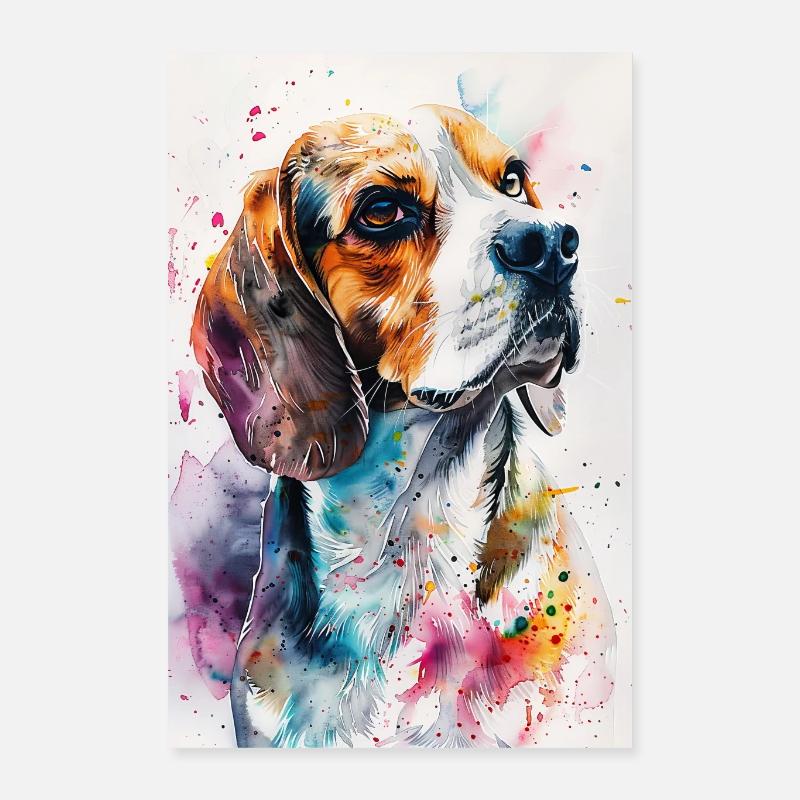 Beagle - Poster 40x60 cm - Weiß