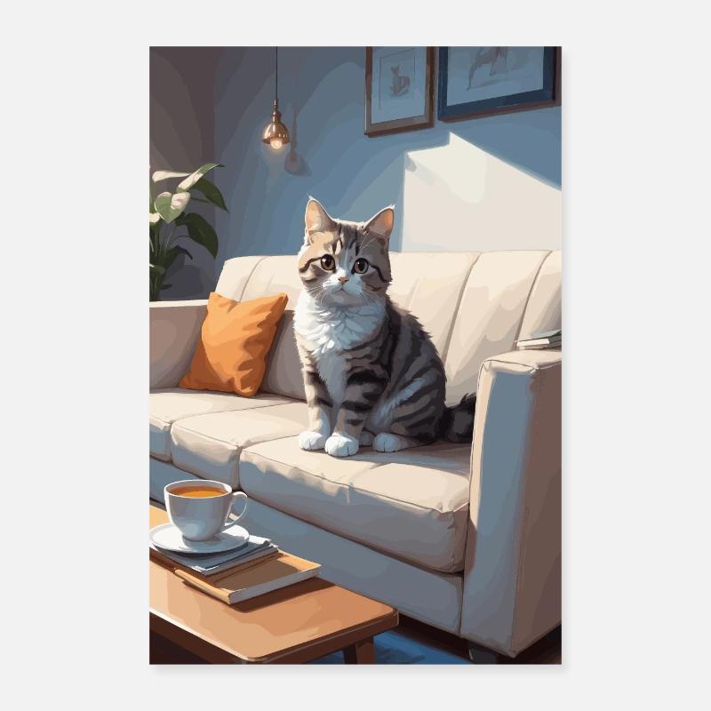 Katze auf Sofa Poster 40x60 cm
